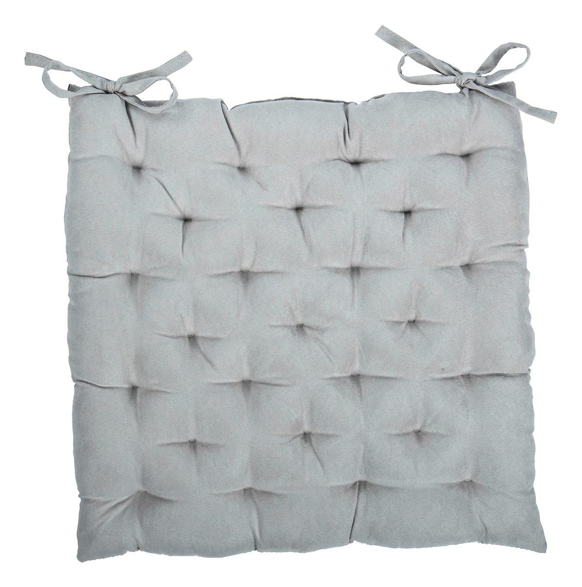 Sitzkissen Agatha Silber 40x40 cm Polyester - Silberfarben, KONVENTIONELL, Textil (40/40/5cm) - Ondega