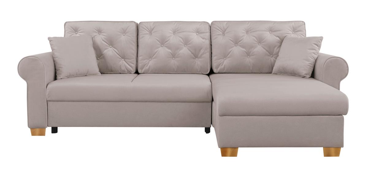 Ecksofa Arles, Taupe 1 S: 266x161 Cm - Taupe/Buchefarben, Design, Textil (266/161cm) - MID.YOU