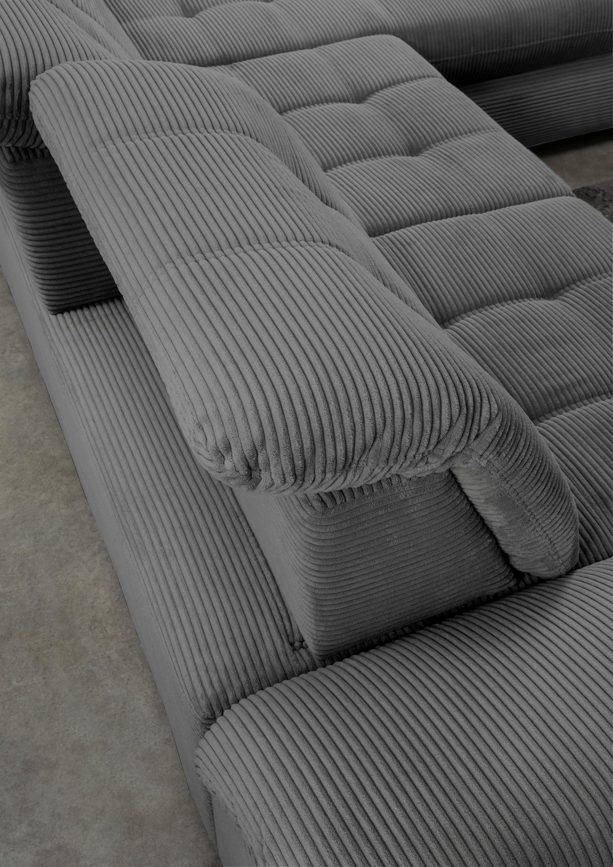 Ecksofa mit Schlaffunktion & Bettkasten Rigatti Grau - Schwarz/Grau, MODERN, Textil (314/184cm) - Livetastic