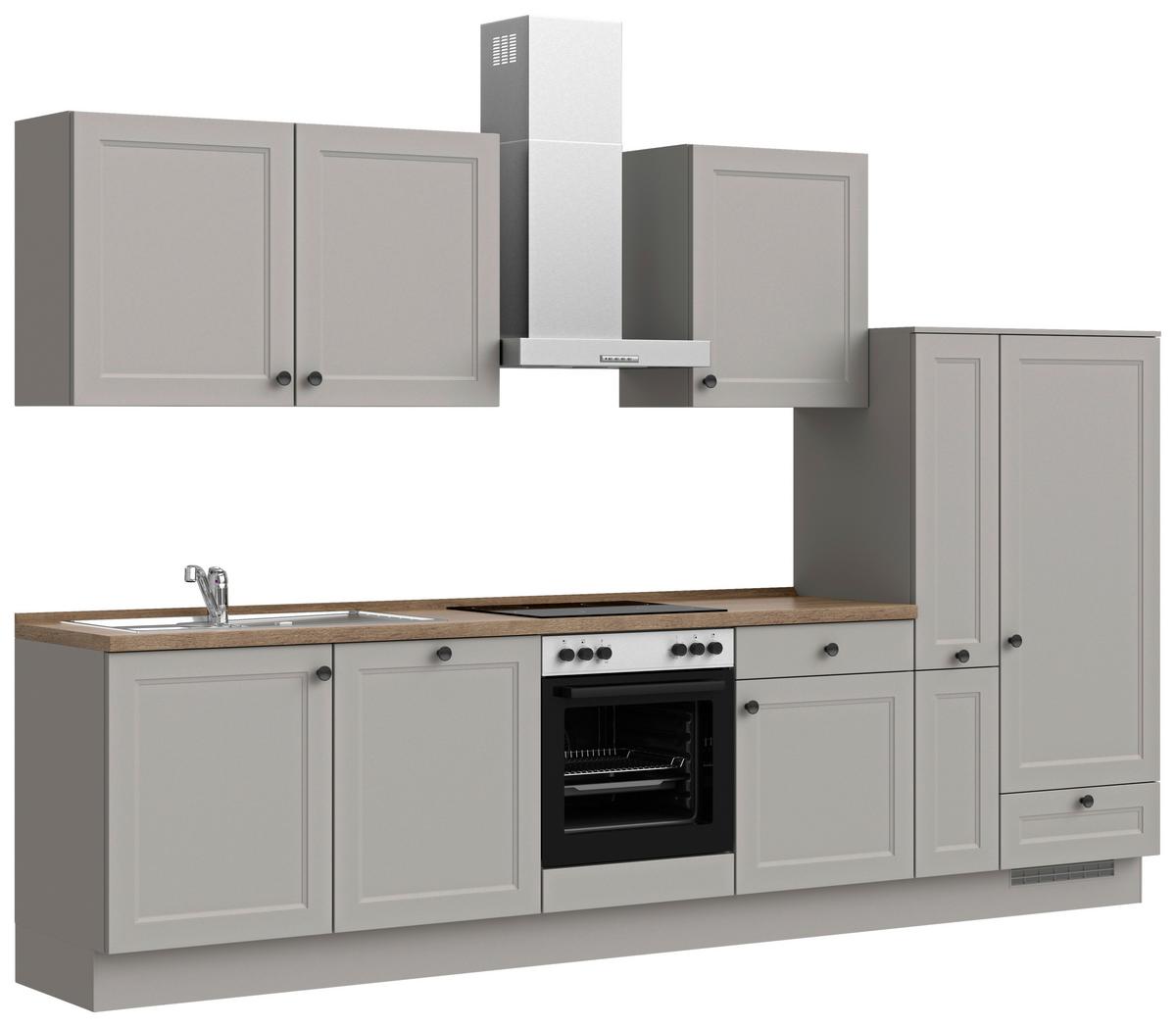 Kuchynská linka 330 cm, kamenná sivá - čierna/sivá, Modern, kov/kompozitné drevo (330cm) - Nobilia