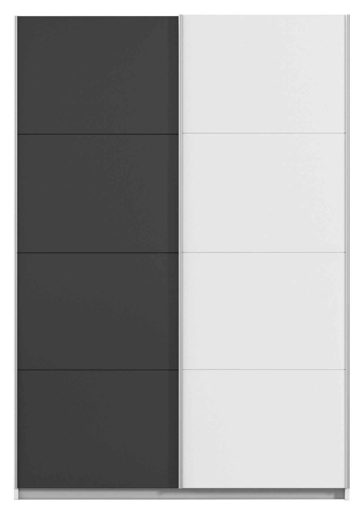 Schwebetürenschrank 136cm Subito, Graphitfarben/Weiß - Graphitfarben/Weiß, MODERN, Holzwerkstoff (136/197/61cm) - Rauch Möbel