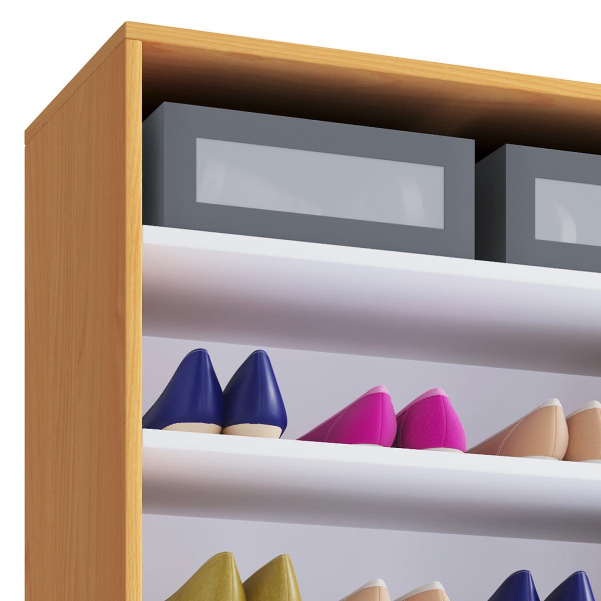 Schuhregal Lona Xxl 9 Ablagen Buche Dekor H: 183 Cm - Buchefarben/Schwarz, KONVENTIONELL, Holzwerkstoff (70/183/37cm) - MID.YOU