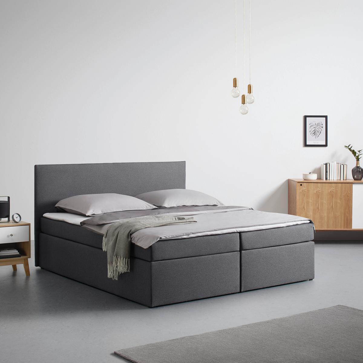 Manželská boxspring posteľ Lucy, 180x200, sivá - čierna/sivá, Modern, drevo/kompozitné drevo (180/200cm) - Bessagi Home
