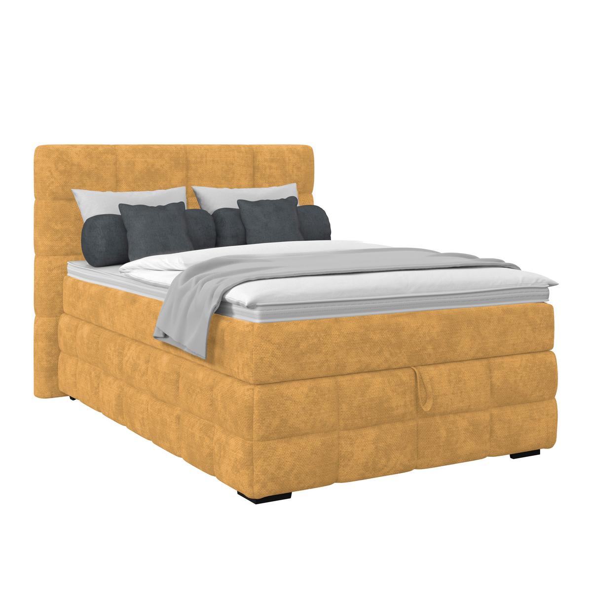 Čalúnená posteľ VEGA 140x200 cm, zlatá - čierna/zlatá, Trend, drevo/textil (140/200cm)