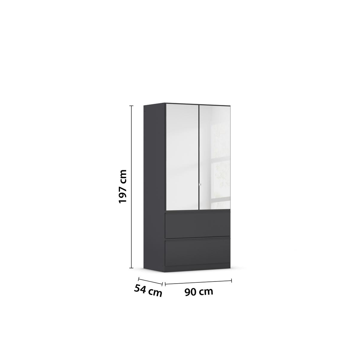 Drehtürenschrank Costa Grau B: 91 cm - Grau, MODERN, Holzwerkstoff (91/197/54cm) - Rauch Möbel
