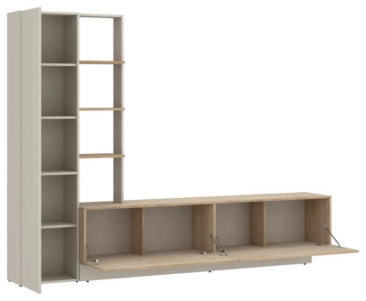 Wohnwand Roda Eichefarben/Kaschmir B: 230 cm - Kaschmir/Eichefarben, Trend, Holzwerkstoff (230/180,3/41,6cm) - MID.YOU