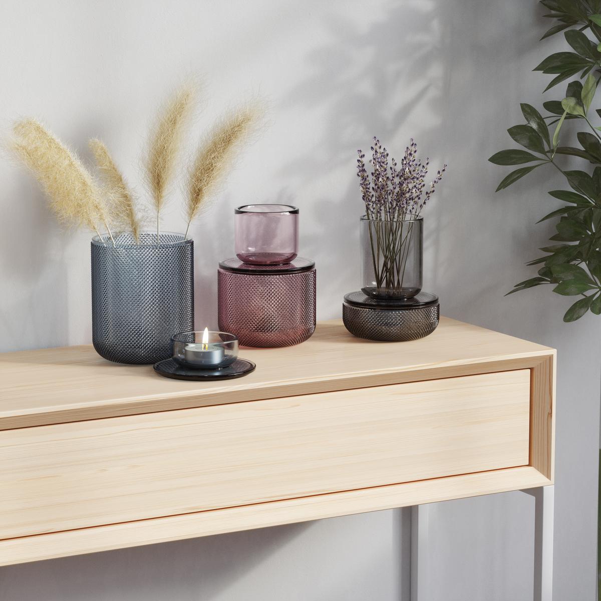 Dekorační dóza Smoked - šedá, sklo (10/13cm) - Modern Living