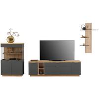 Wohnwand Jake Anthrazit/ Eiche Artisan Dekor B: 378,1cm - Anthrazit/Eiche Artisan, Trend, Glas/Holzwerkstoff (378,1/137/38cm)