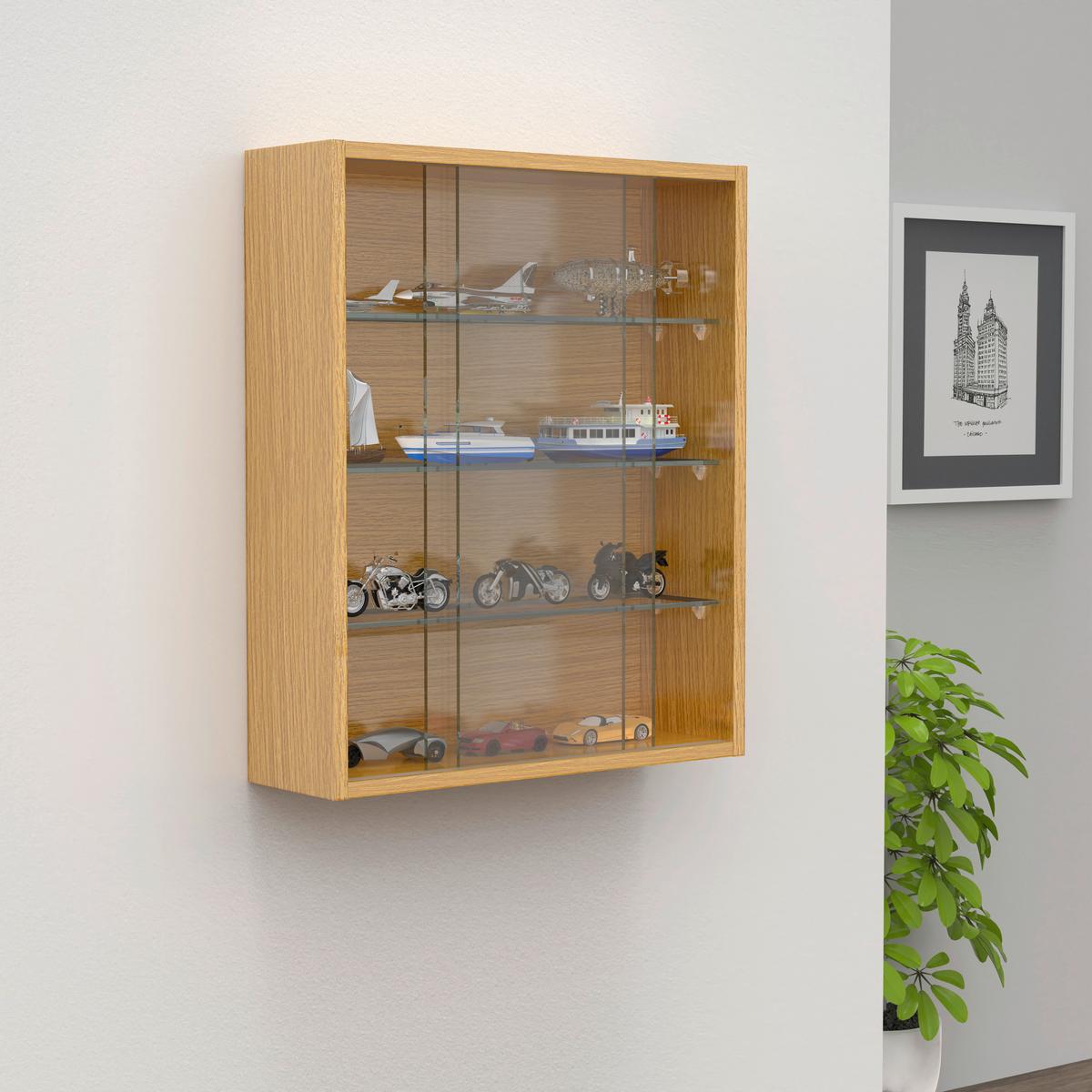 HÄNGEVITRINE Drivalo Eiche Dekor B: 50 cm - Honigeiche/Transparent, Design, Glas/Holzwerkstoff (50/60/15cm) - MID.YOU