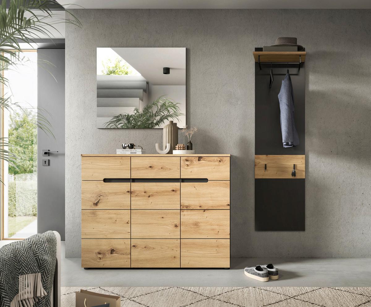 Garderobe Canu 3-teilig Eiche Artisan/grau B: 180 Cm - Eiche Artisan, Design, Holzwerkstoff (180/190/37cm) - Livetastic