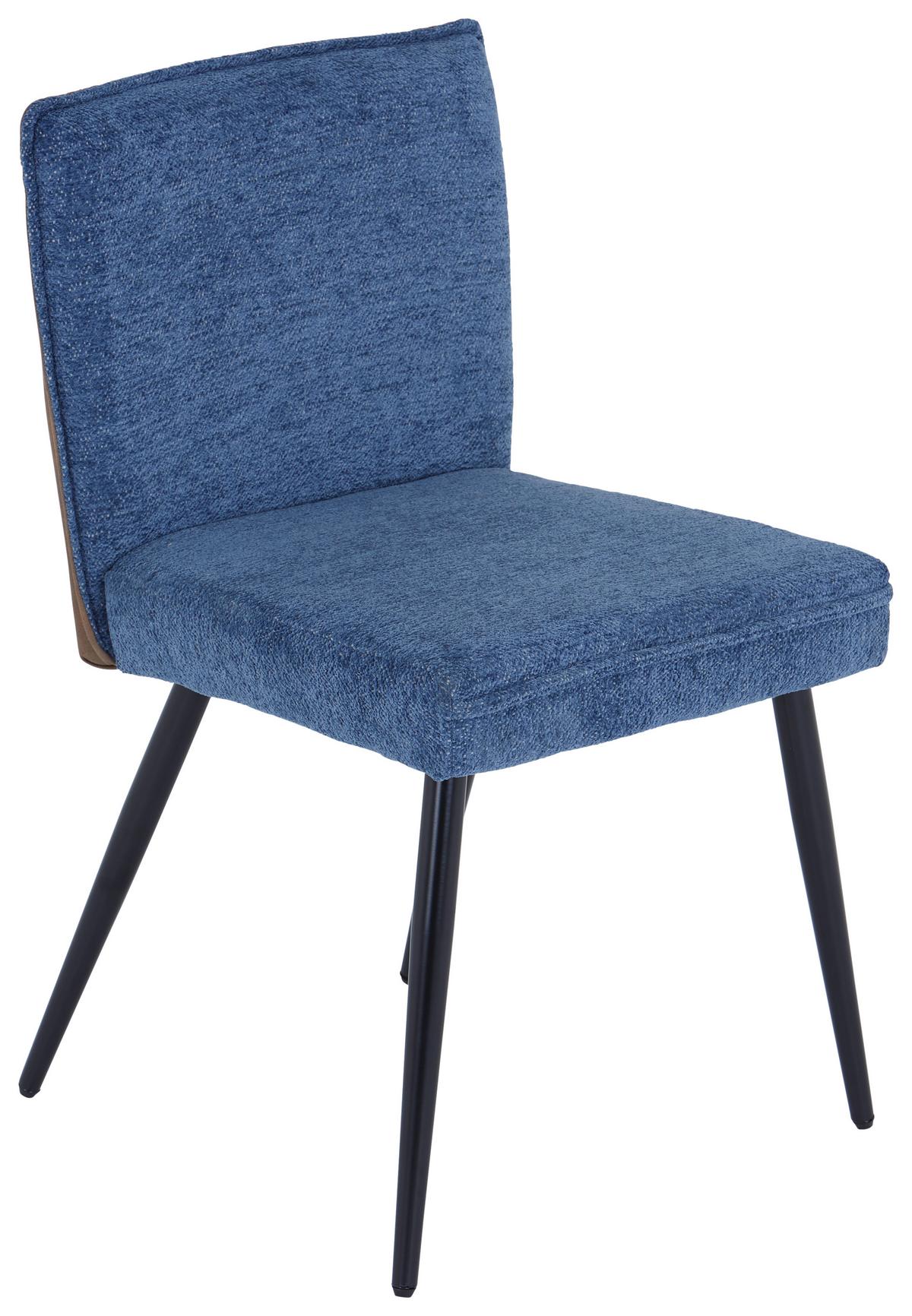 Esszimmerstuhl Cory Blau/Braun Gepolstert - Blau/Schwarz, MODERN, Textil/Metall (57/84/48cm) - MID.YOU