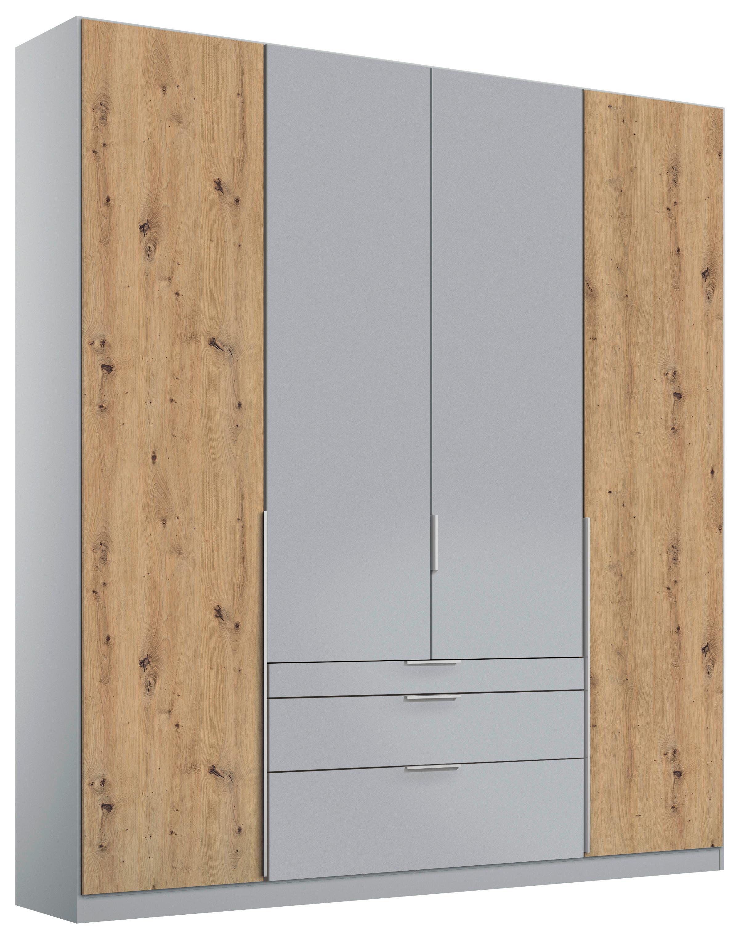 Drehtürenschrank M. Schubladen 181 Cm Alabama Extra Hellgrau - Hellgrau/Eiche Artisan, MODERN, Holzwerkstoff (181/229/54cm)