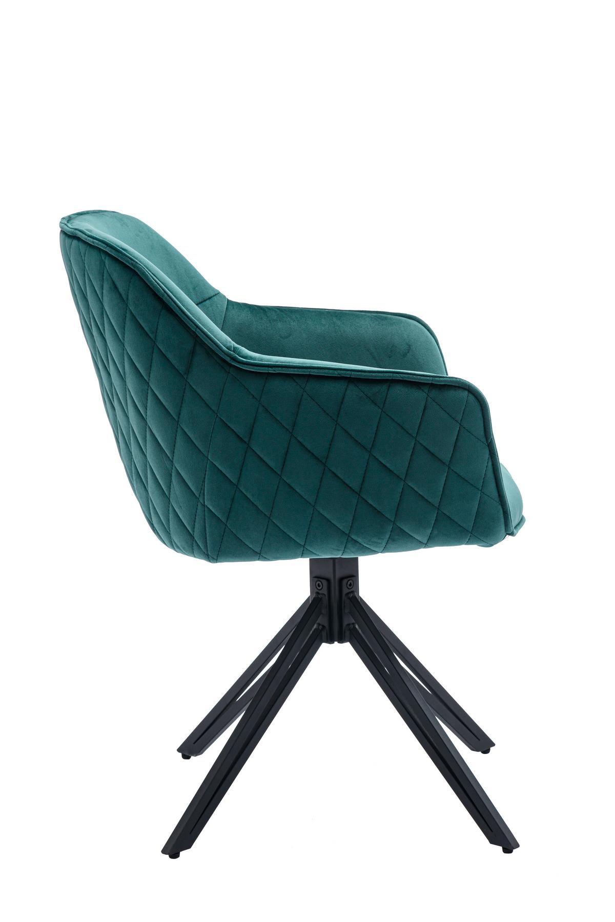 Židle s područkami EMMA, zelená - černá/zelená, Moderní, kov/textil (59/82/62cm) - MID.YOU