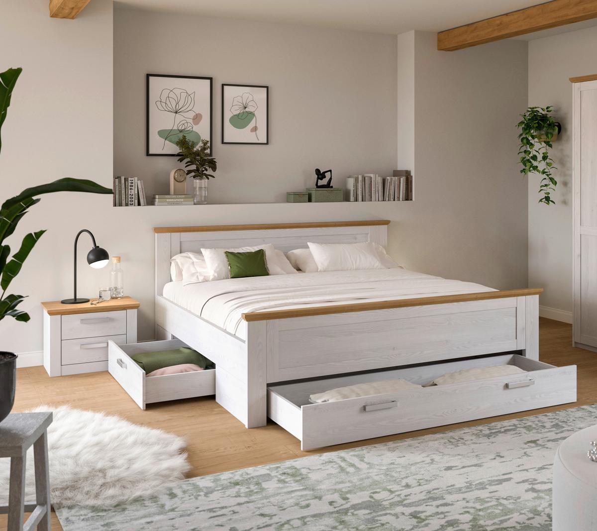 Schlafzimmer Verona Lärchefarben/Eiche D. 3-Teilig - Lärchefarben/Eiche Artisan, ROMANTIK / LANDHAUS, Holzwerkstoff - Livetastic