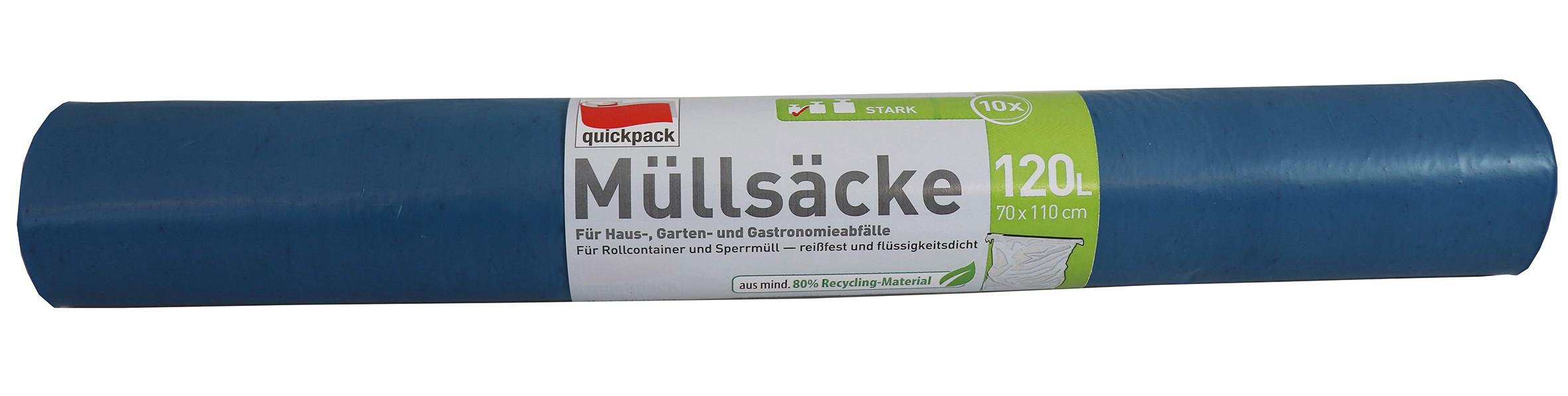 Müllbeutel BLUE, 120 Liter BLUE - Blau, KONVENTIONELL, Kunststoff - Quick Pack