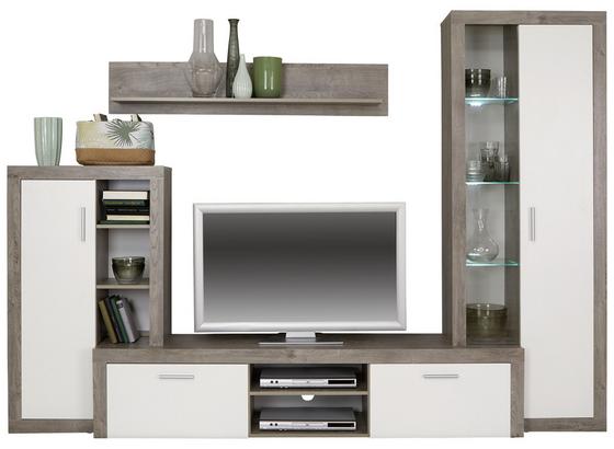 Wohnwand In Eiche Dekor Und Weiss Online Kaufen Mit dem gutschein „moebel33 bekommt ihr bei moemax eine wohnwand in eichefarben fuer 58,96€. wohnwand modern 4 tlg mit led tuna 2 eiche dekor weiss