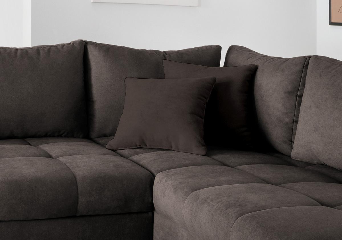 Eckschlafsofa Alvito Dunkelbraun S: 298/202 cm - Dunkelbraun/Silberfarben, Design, Textil (298/202cm) - MID.YOU