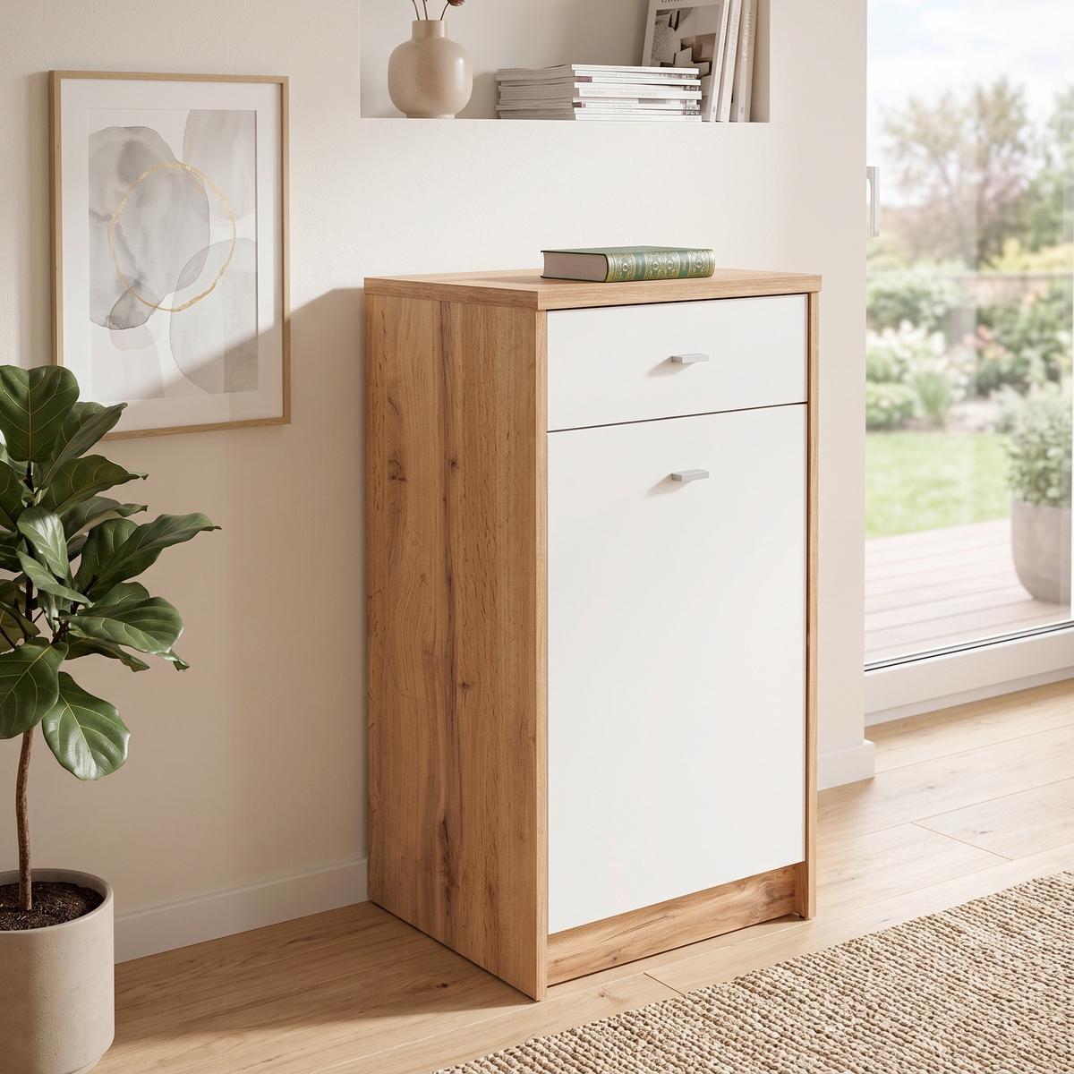 Kommode B 50cm 4-You New, Wotan Eiche Dekor/Weiß - Eichefarben/Weiß, MODERN, Holzwerkstoff (50/85,4/34,6cm)