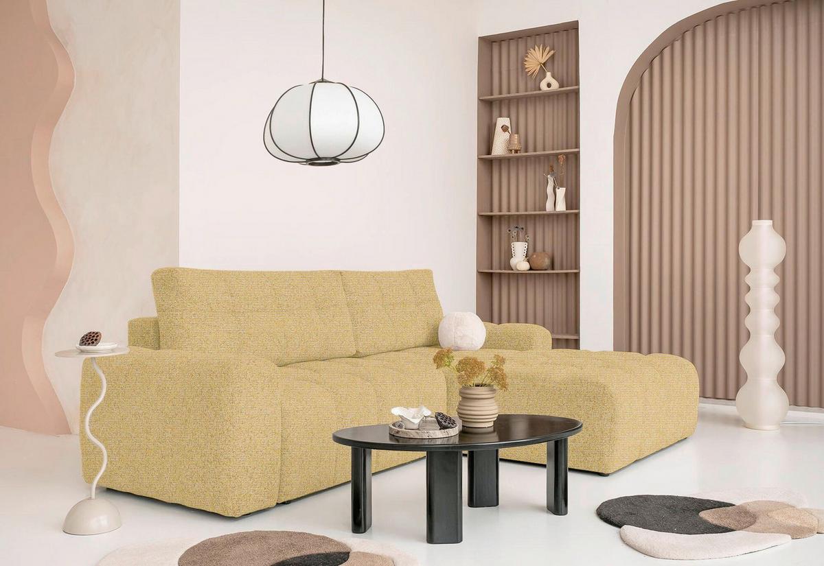 Ecksofa Lulu Gelb S: 268x184cm - Gelb/Schwarz, Design, Textil (268/184cm) - MID.YOU