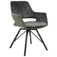STOLIČKA S PODRÚČKAMI ADRIANA - čierna/zelená, Modern, kov/drevo (61/85/63cm) - Mömax