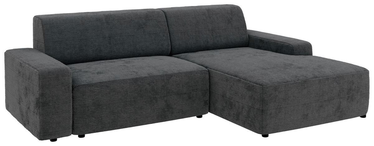 Ecksofa Wien Dunkelgrau S: 246x162 cm - Dunkelgrau/Schwarz, MODERN, Textil (246/162cm) - Trendmanufaktur