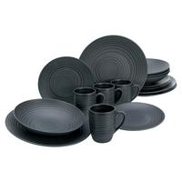 Kombiservice Lava Stone Keramik 4Personen Geschirr Set - Schwarz, Basics, Keramik - Creatable