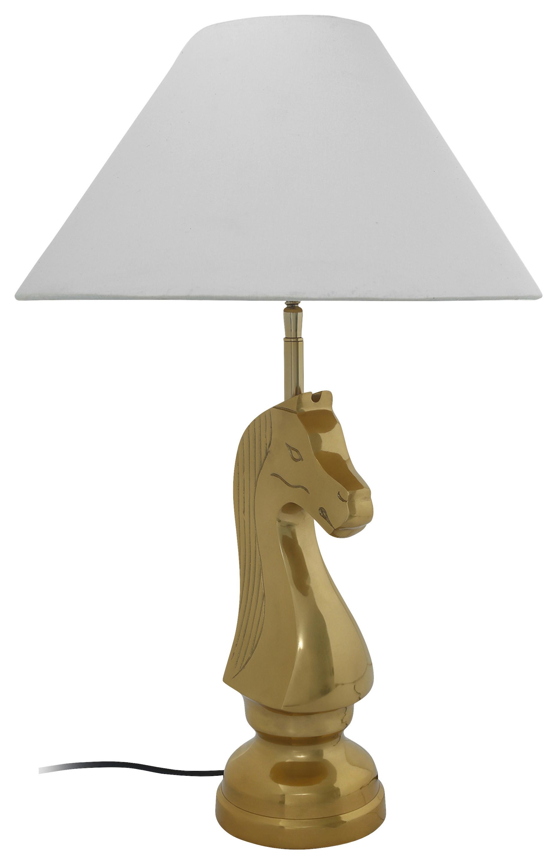 Tischleuchte Shah 100 Weiß/Goldfarben B. 14 cm - Goldfarben/Weiß, Basics, Textil/Metall (40/14/62cm) - Kayoom