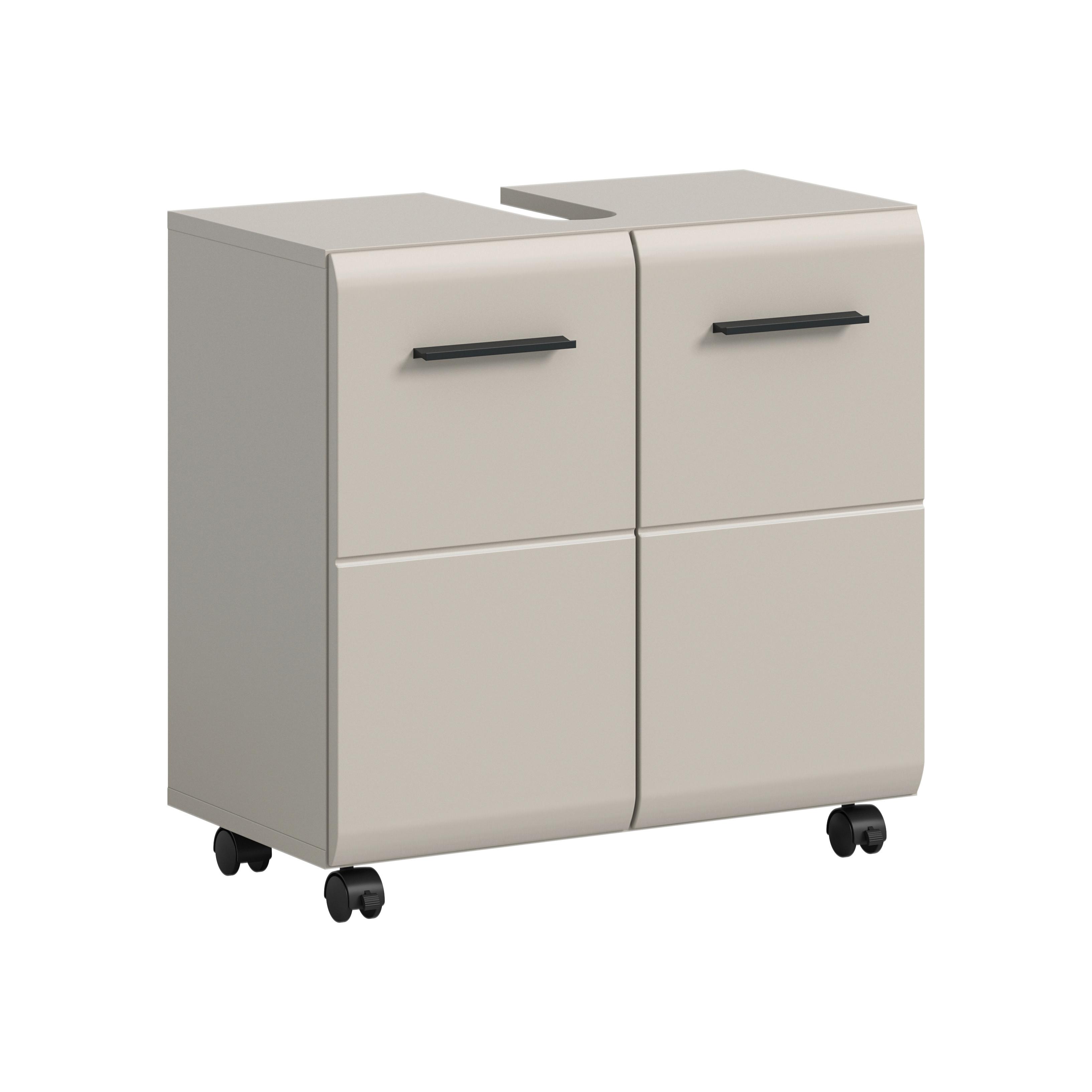 WASCHBECKENUNTERSCHRANK Ice Kaschmir B: 60cm - Kaschmir/Schwarz, Trend, Holzwerkstoff (60/58/30cm) - MID.YOU