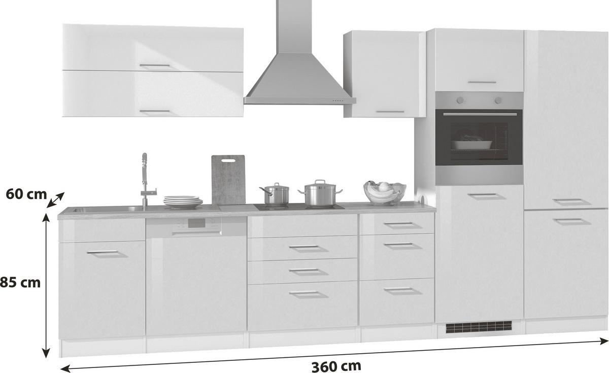 Küchenzeile Mailand Mit Geräten 360 Cm Anthrazit Hochglanz - Eichefarben/Anthrazit, MODERN, Holzwerkstoff (360cm) - Held