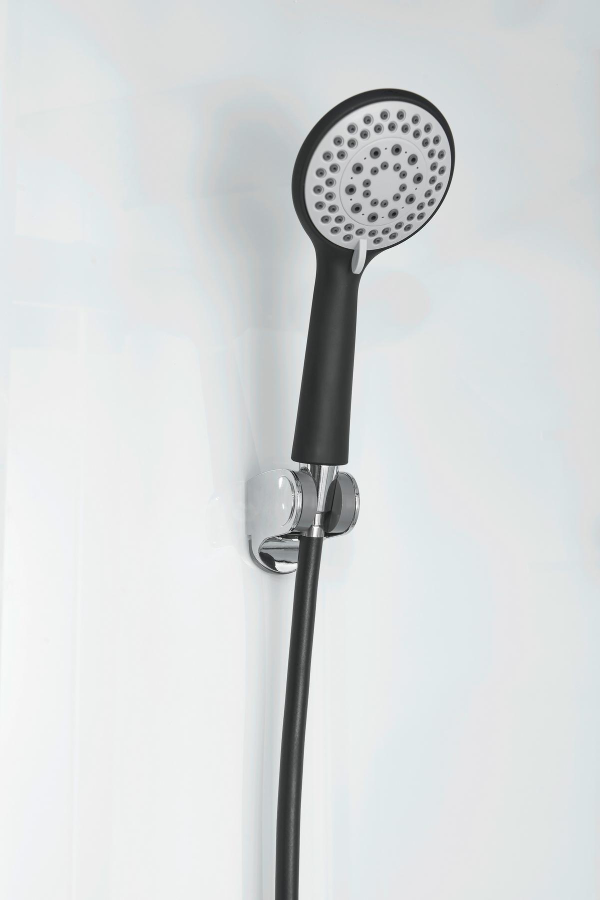 Sprchový kút s LED, Bluetooth, rádiom, čierna - čierna, Modern, sklo (120/80/225cm) - Sanotechnik