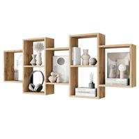 Wandregal Trio Eiche Wotan Dekor B: 160,8cm - Eiche Wotan, Basics, Holzwerkstoff (160,8/65/18cm)