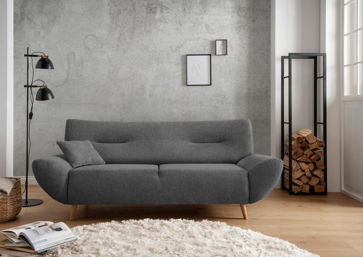 3-sitzer-sofa Drago Mit Kissen Anthrazit B: 205 Cm - Wildeiche/Anthrazit, MODERN, Holz/Textil (205/81/90cm) - MID.YOU