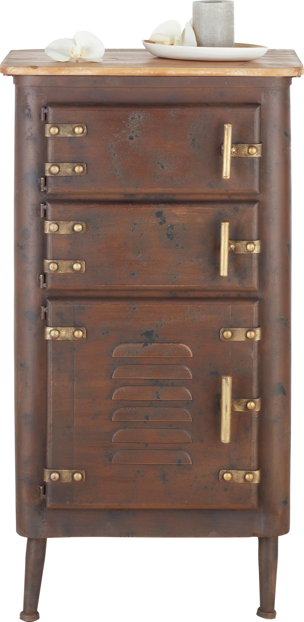 Komoda Ronja, š: 49 cm - barvy zlata/hnědá, Lifestyle, kov/dřevo (49/90,5/37cm) - Premium Living