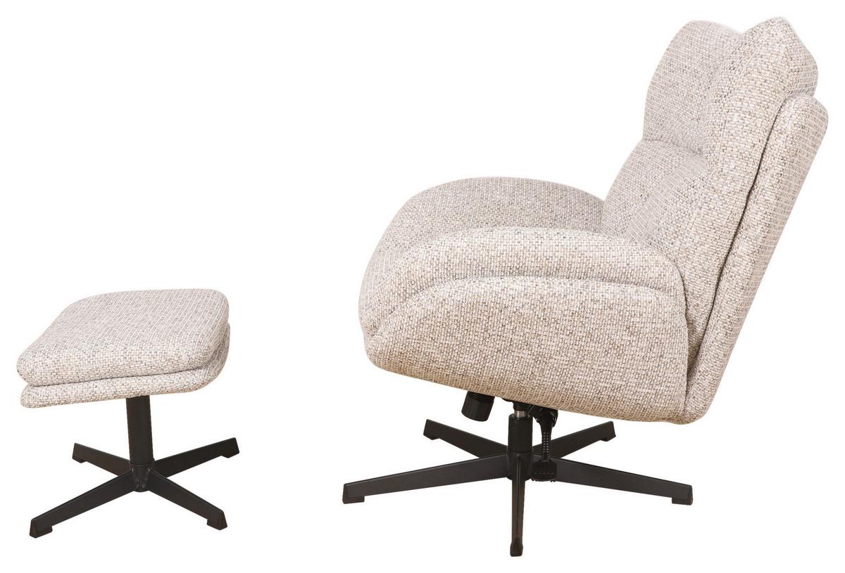 Relaxsessel Houston Webstoff beige, B: 76cm - Beige/Schwarz, MODERN, Textil/Metall (76/101/87cm)