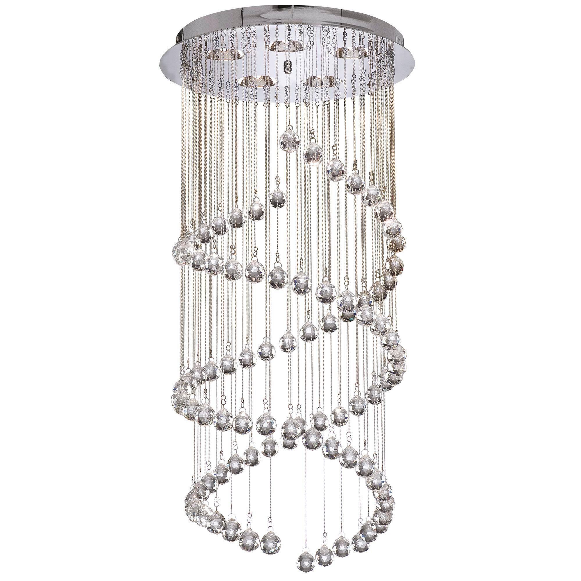 Deckenleuchte Hallway Ø 39 Cm, 5-Flammig, Dimmbar - Chromfarben, Design, Glas/Metall (39/80cm)