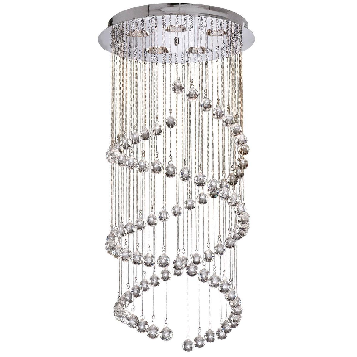 Deckenleuchte Hallway Ø 39 Cm, 5-Flammig, Dimmbar - Chromfarben, Design, Glas/Metall (39/80cm)