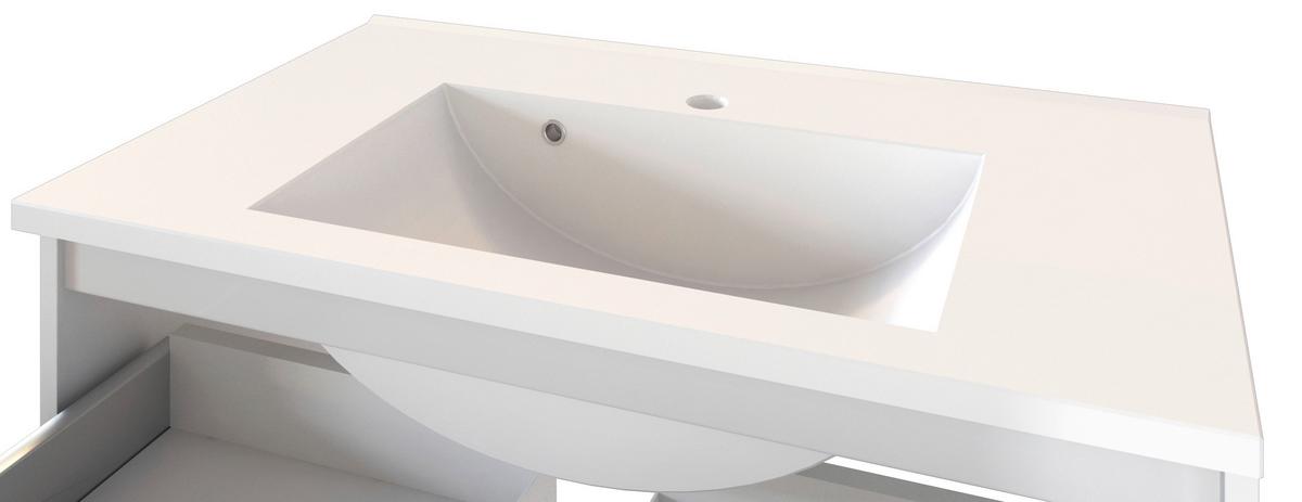 Waschbecken mit Unterschrank Arezzo B: 100cm, Graphit/Eiche - Graphitfarben/Weiß, Basics, Holzwerkstoff/Stein (100cm) - Held