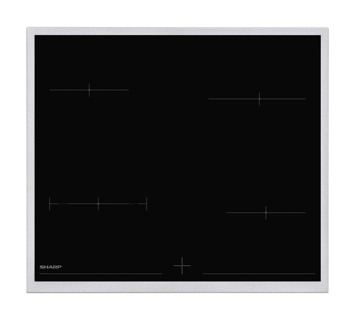 Einbauherd-Set Edelstahl/Glaskeramik B:59,5cm - Edelstahlfarben/Schwarz, Basics, Glas/Metall (59,5/59,5/57,5cm) - Sharp