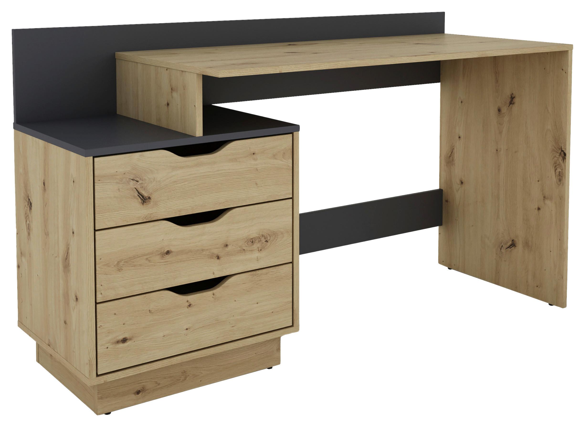 Schreibtisch B 51,5cm H 83,5cm Belfast Eiche Artisan Dekor - Anthrazit/Eiche Artisan, MODERN, Holzwerkstoff (138/51,5/83,5cm) - MID.YOU