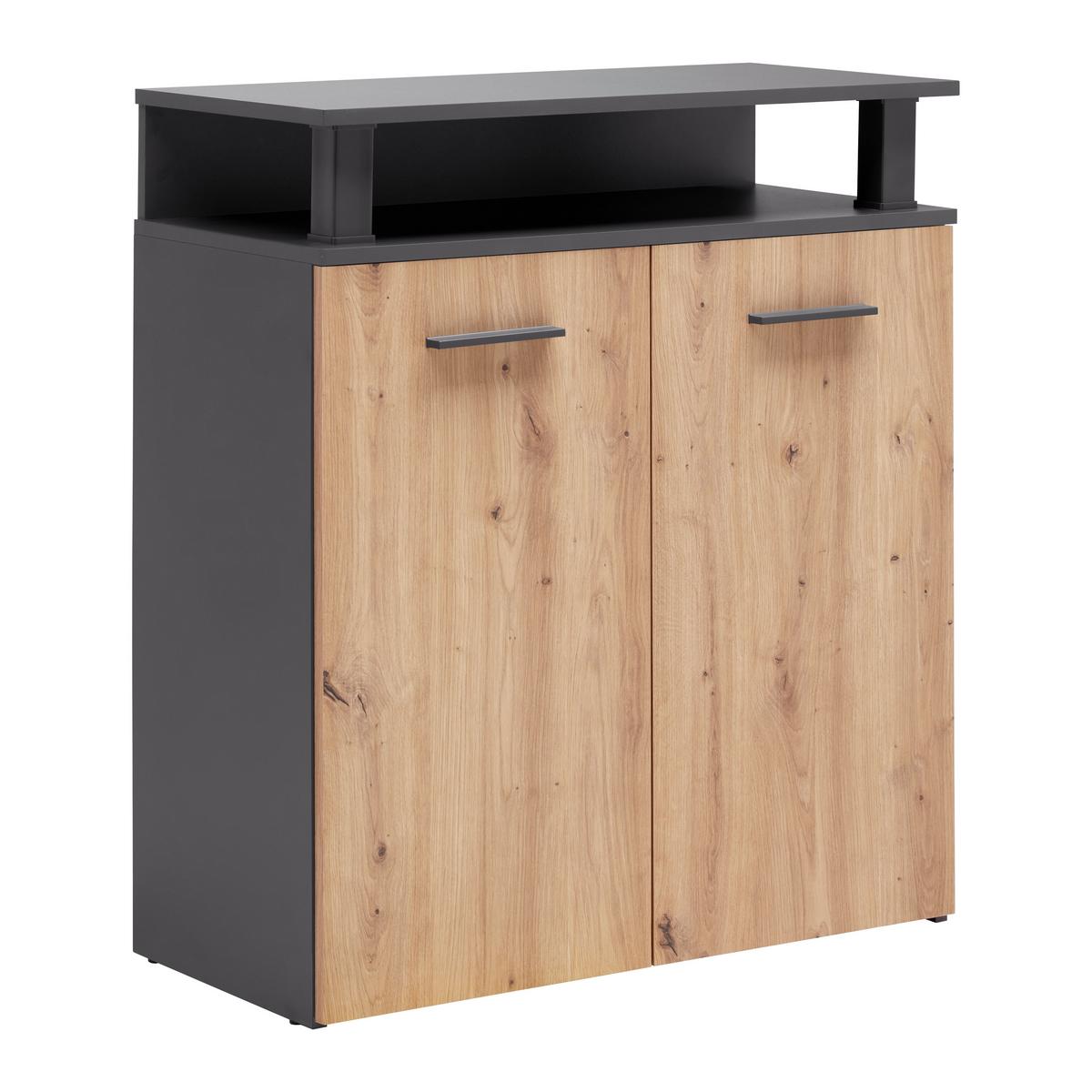 Komoda MONTANA Anthracit/dub Artisan - šedá/černá, Moderní, kompozitní dřevo/plast (78/90/38cm) - Based
