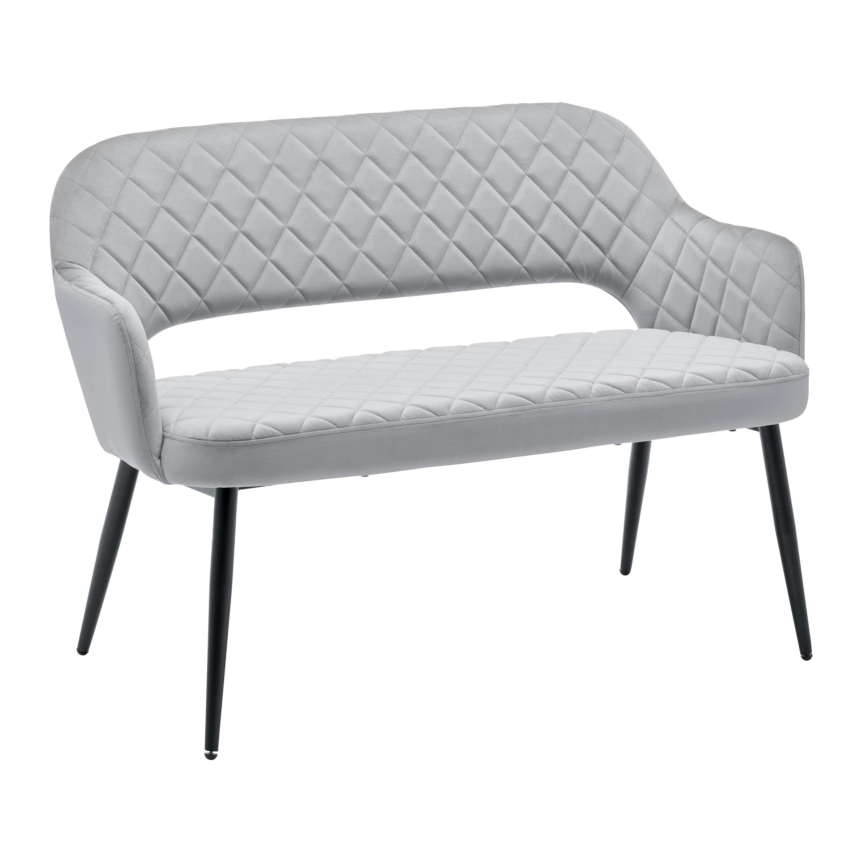 Sametová lavice Isabella - šedá - šedá/černá, Moderní, kov/dřevo (112/78/62cm) - Bessagi Home