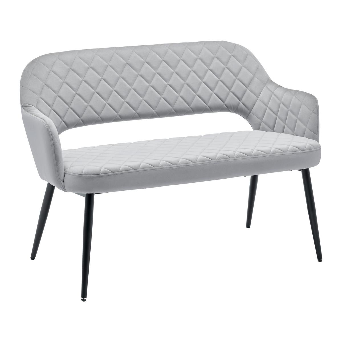 Sametová lavice Isabella - šedá - šedá/černá, Moderní, kov/dřevo (112/78/62cm) - Bessagi Home