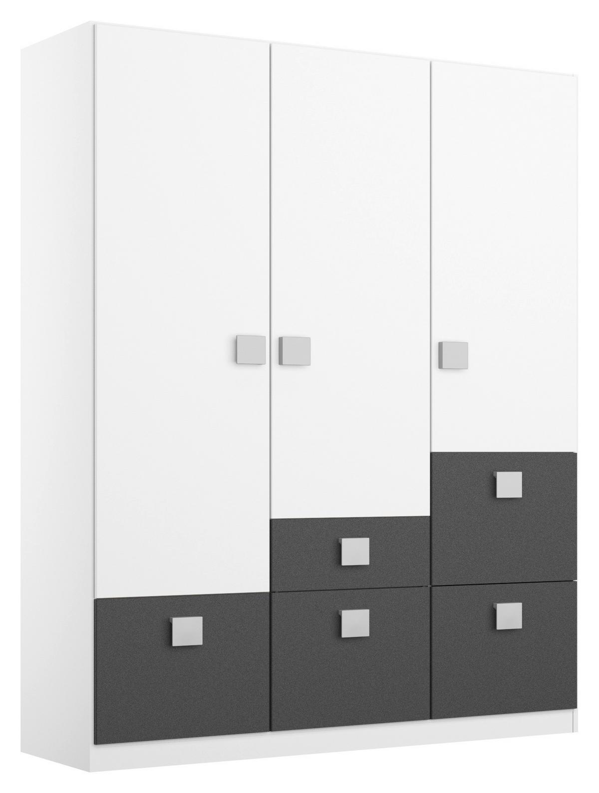 Jugendzimmer Skate 4-teiliges Set - Dunkelgrau/Weiß, KONVENTIONELL, Holzwerkstoff (90/200cm) - Rauch Möbel