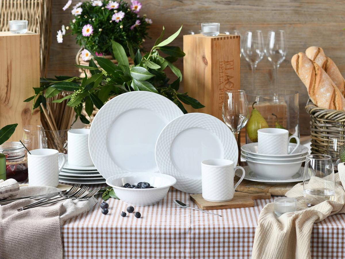 Kombiservice Polo weiß Porzellan, 4 Pers., 16-teilig - Weiß, Basics, Keramik - Creatable