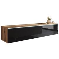 NÍZKA KOMODA EICHE WOTAN/SCHWARZ HG. - sivá/dub wotan, Lifestyle, kompozitné drevo/plast (140/30/33cm) - P & B