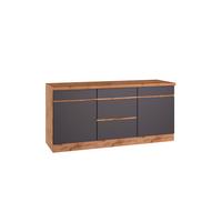 Küchenunterschrank Turin 180 cm Grau/Wotaneiche - Eiche Wotan/Grau, Design, Holzwerkstoff (180/86/60cm) - Held