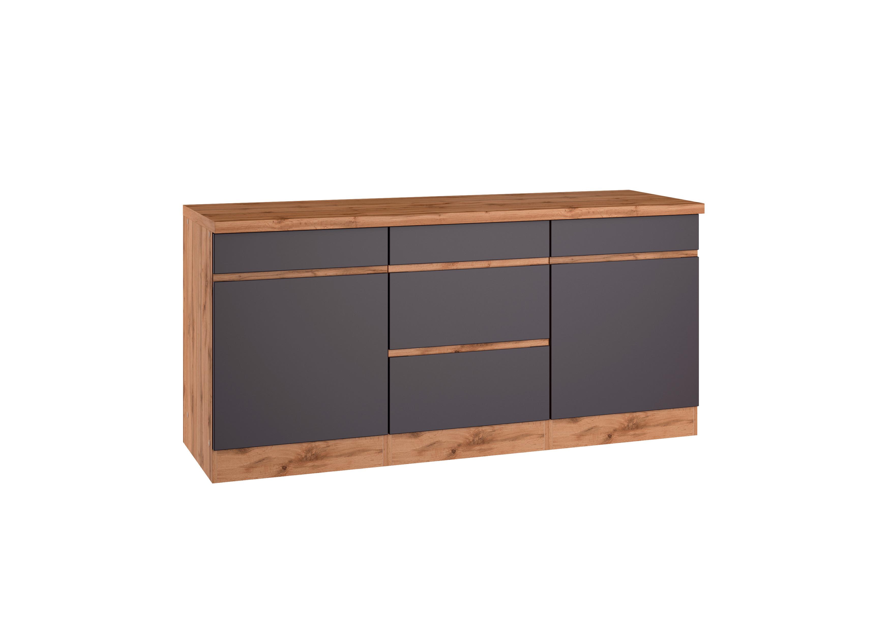 Küchenunterschrank Turin 180 cm Grau/Wotaneiche