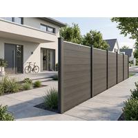 WPC Zaunpaket 5 Elemente, 6 Pfosten, einfaches Stecksystem - Anthrazit, KONVENTIONELL, Holzwerkstoff (910/185/10cm) - Prestige Home