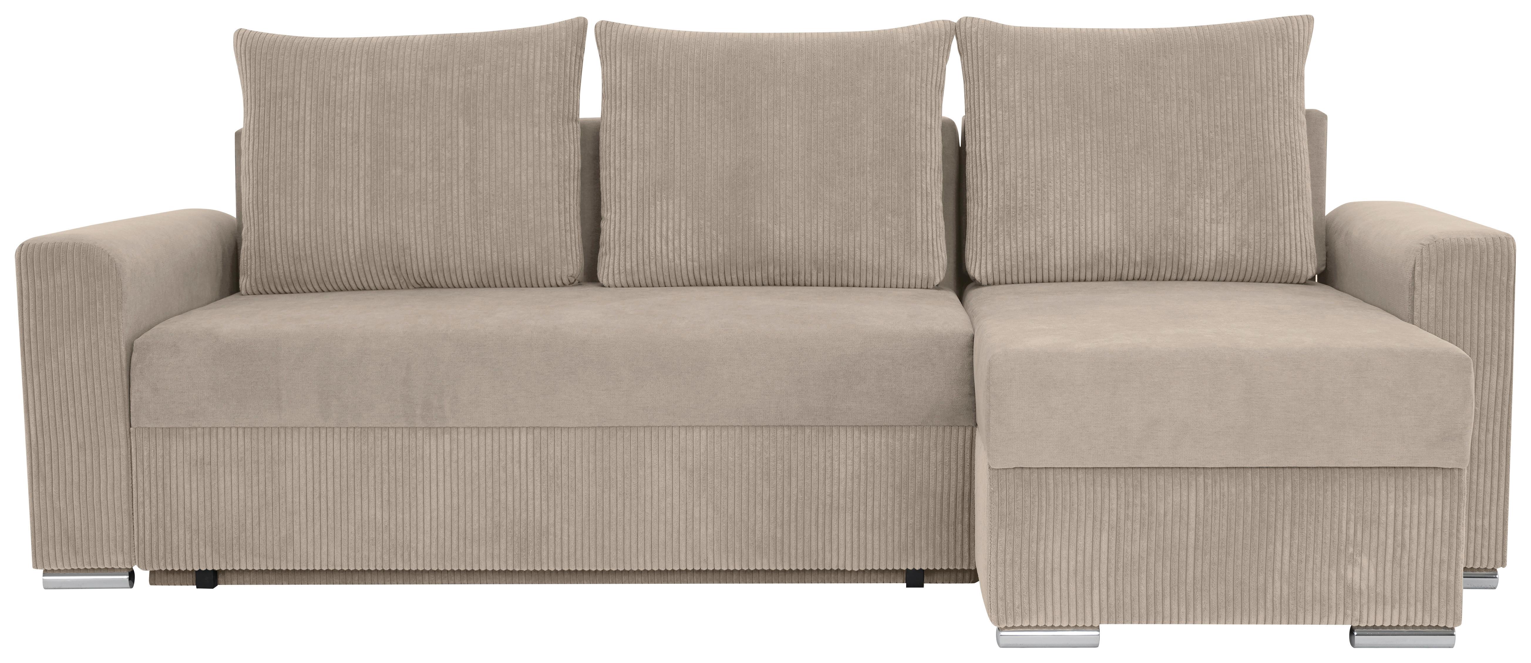 Ecksofa Diever Taupe S: 239x141 cm - Taupe/Chromfarben, Design, Textil (239/141cm) - Livetastic