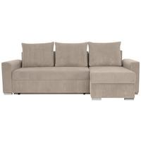 Ecksofa Diever Taupe S: 239x141 cm - Taupe/Chromfarben, Design, Textil (239/141cm) - Livetastic
